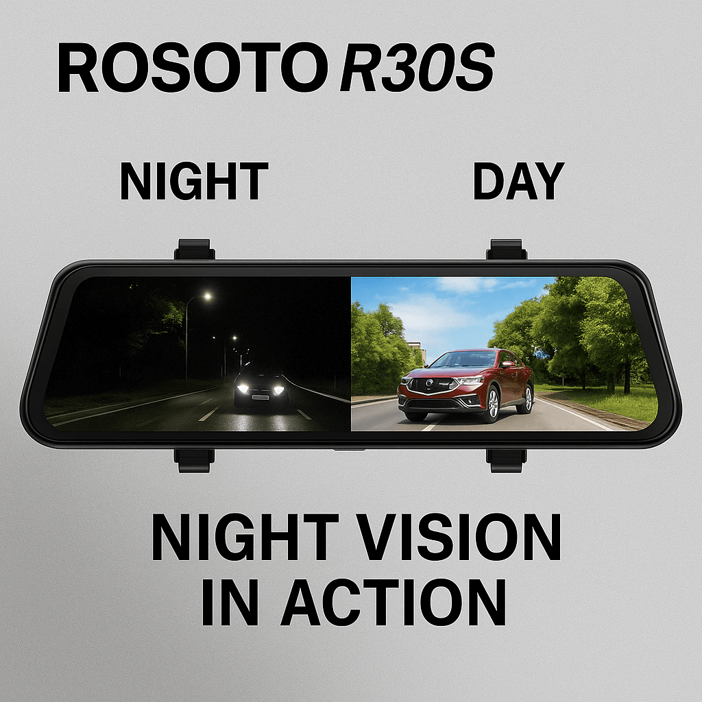 Rosoto R30S Dual 4K Dashcam with Smart Mirror Display