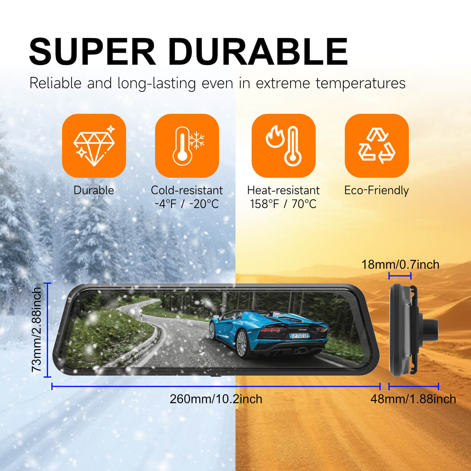 Rosoto R30S Dual 4K Dashcam with Smart Mirror Display
