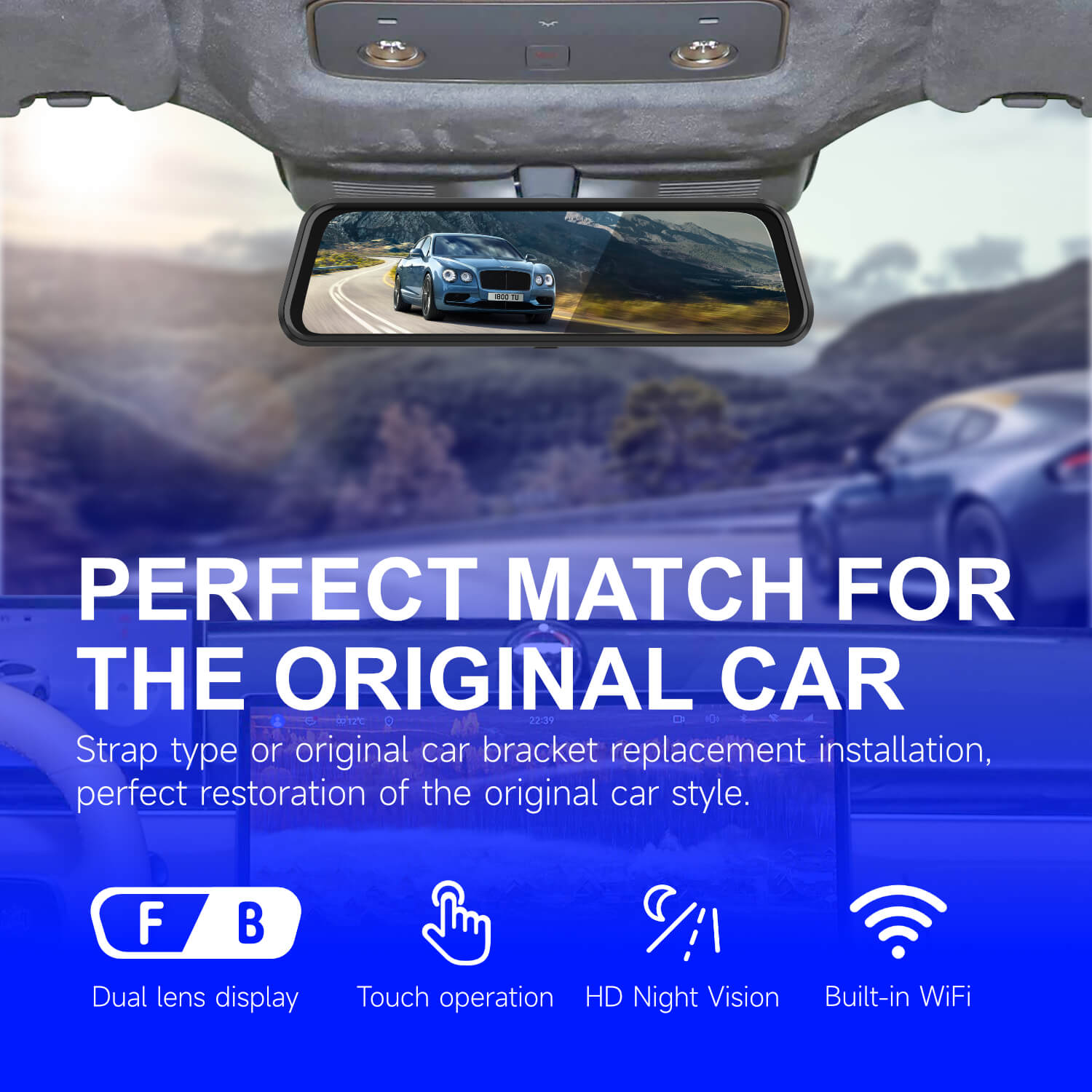 Rosoto R30S Dual 4K Dashcam with Smart Mirror Display