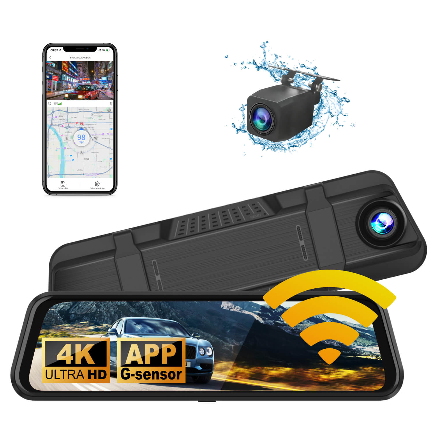 Rosoto R30S Dual 4K Dashcam with Smart Mirror Display