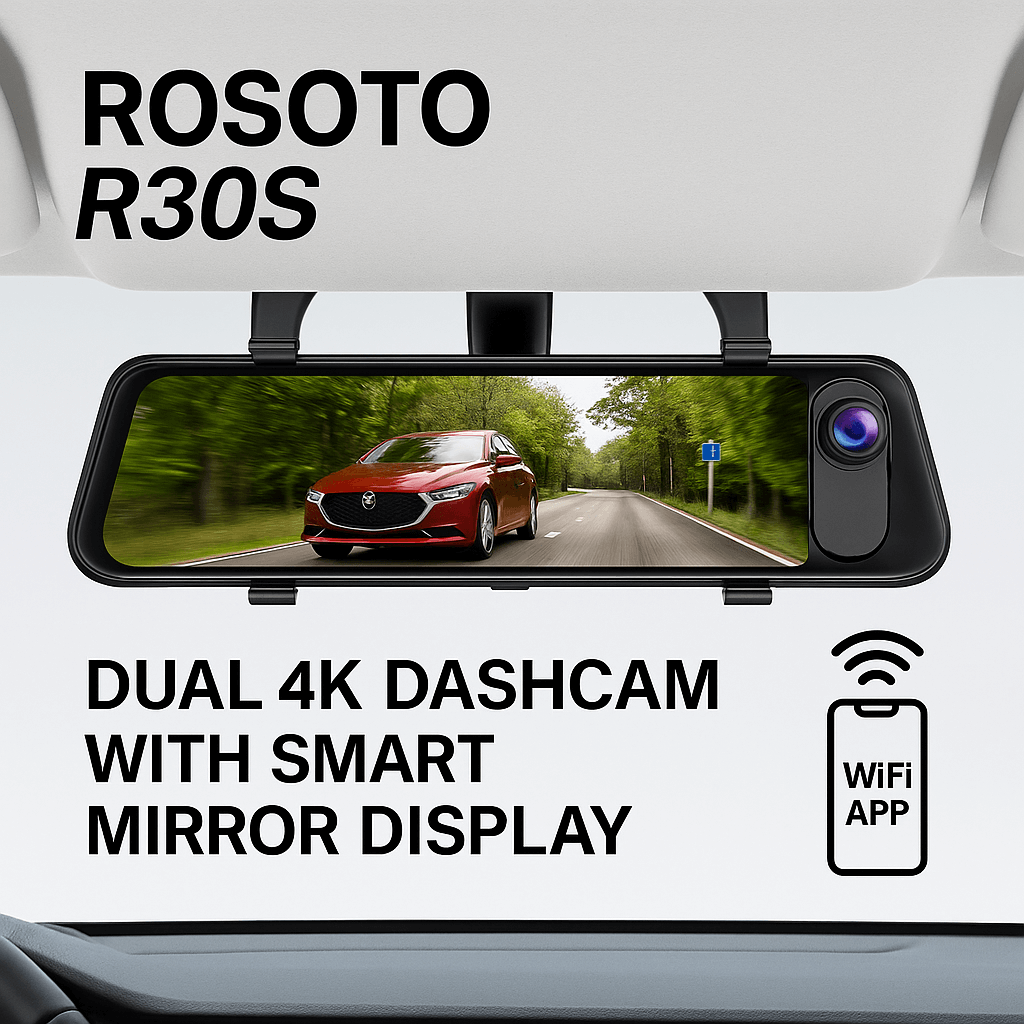 Rosoto R30S Dual 4K Dashcam with Smart Mirror Display