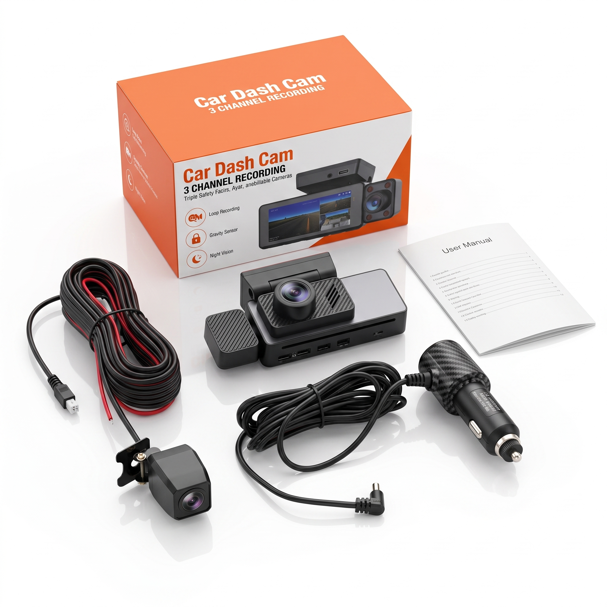 Maustor M18P 3 Way Dashcam with Front, Cabin & Rear Recording
