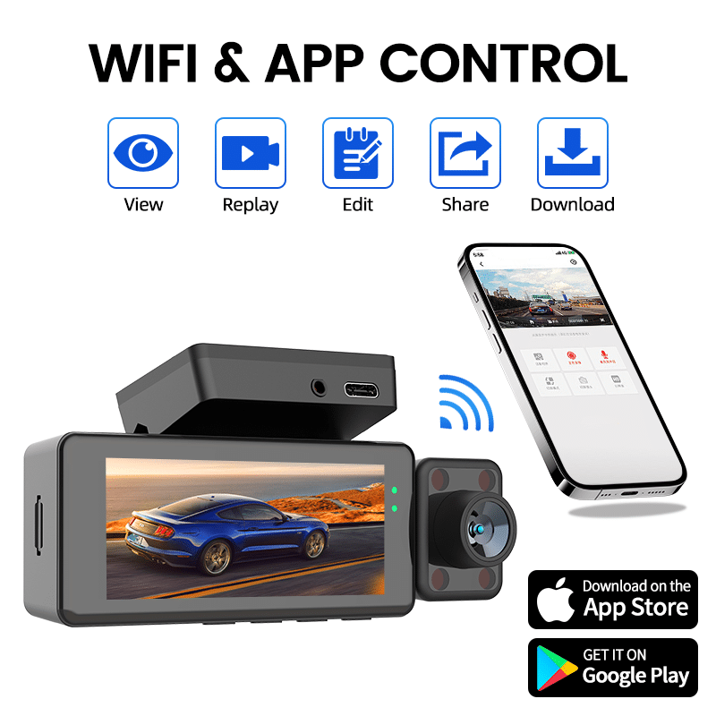 Maustor M18P 3 Way Dashcam with Front, Cabin & Rear Recording