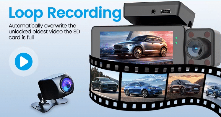 Maustor M18P 3 Way Dashcam with Front, Cabin & Rear Recording