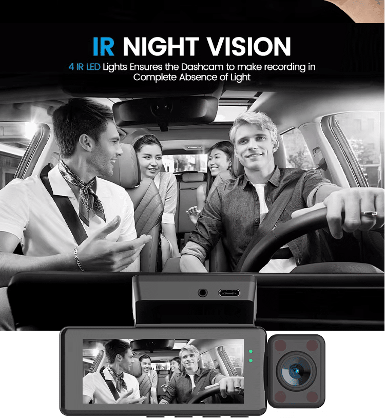 Maustor M18P 3 Way Dashcam with Front, Cabin & Rear Recording