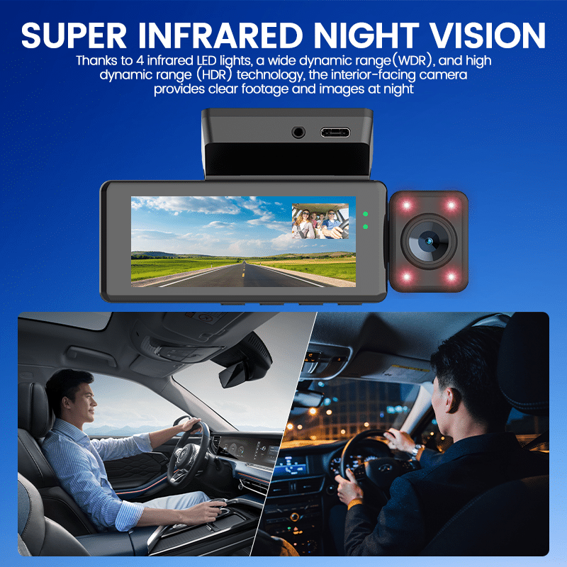 Maustor M18P 3 Way Dashcam with Front, Cabin & Rear Recording